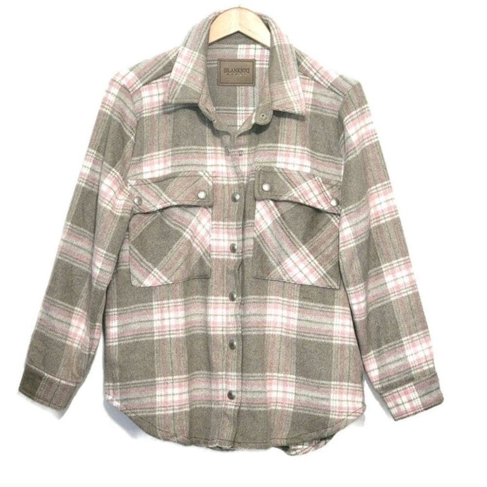 BLANK NYC Plaid Snap Front Cozy Casual Fall Winter Shacket Jacket Size M
